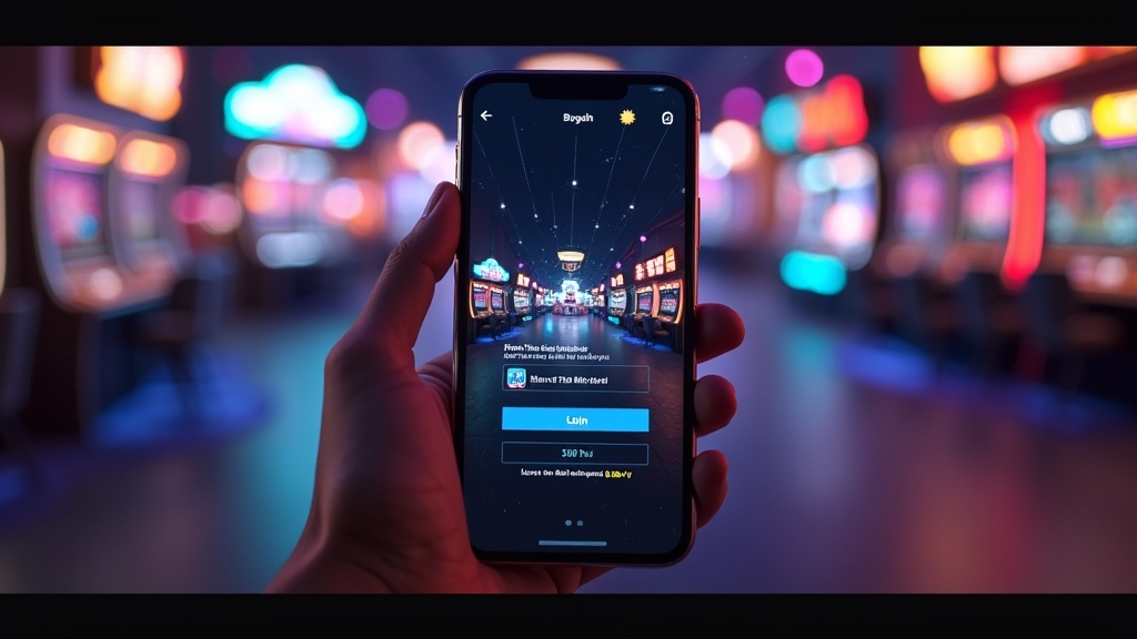 Logged-in mobile casino lobby with game tiles and balance visible on a phone